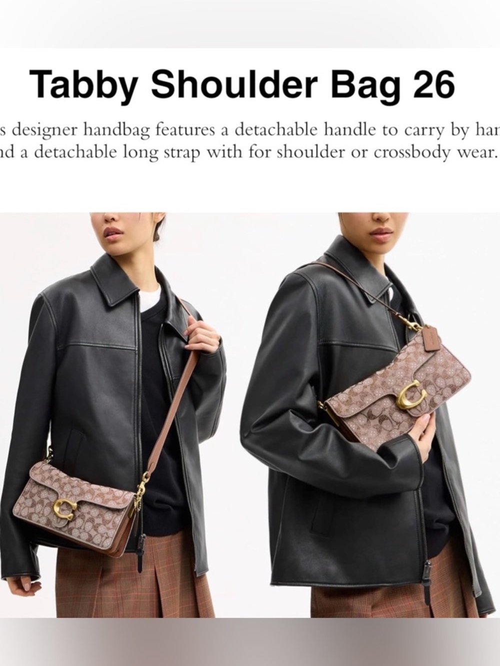 COACH Tabby Shoulder Bag 26 In CRYSTAL Signature Jacquard, Bronze/ Mushroom - Picture 13 of 15